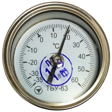 Термометр біметалічний осьовий ТБУ-63/100 кл. 1,5 (-35...+60°C)