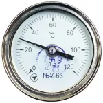 Термометр біметалічний осьовий ТБУ-63/100 кл. 1,5 (0...+120°C)