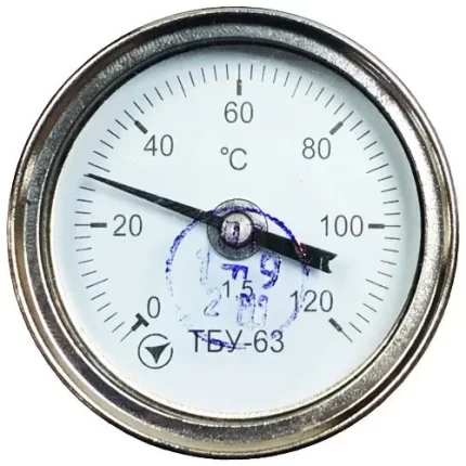 Термометр біметалічний осьовий ТБУ-63/100 кл. 1,5 (0...+120°C)