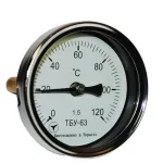 Термометр біметалічний осьовий ТБК-63/50 кл. 1,5 (0...+120°C)