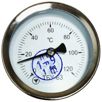Термометр біметалічний осьовий ТБУ-63/50 кл. 2,5 (0...+120°C)